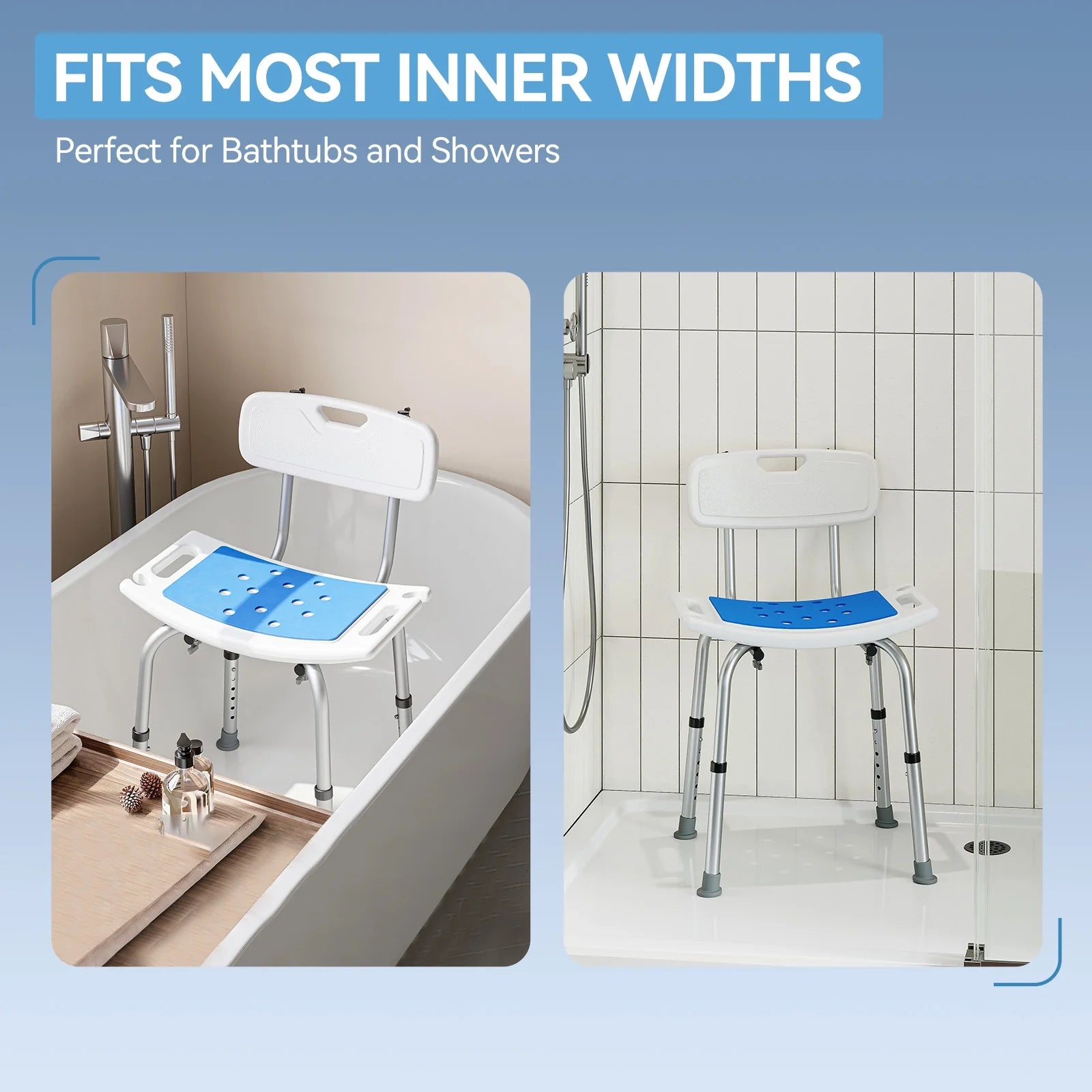 HOROW Shower Chair with Removable Backrest – Adjustable, Durable & Comfortable