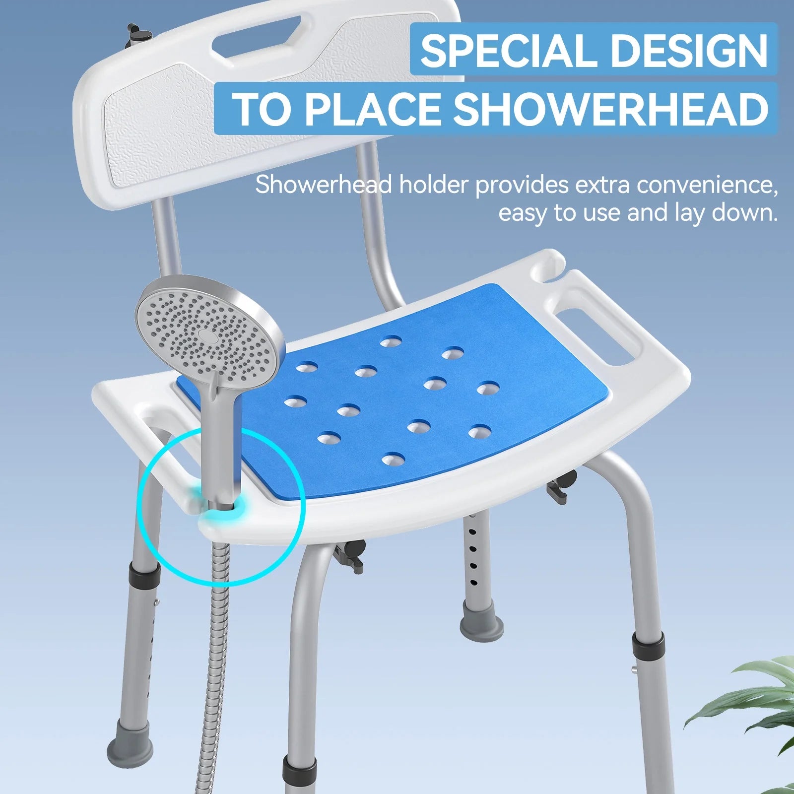 HOROW Shower Chair with Removable Backrest – Adjustable, Durable & Comfortable