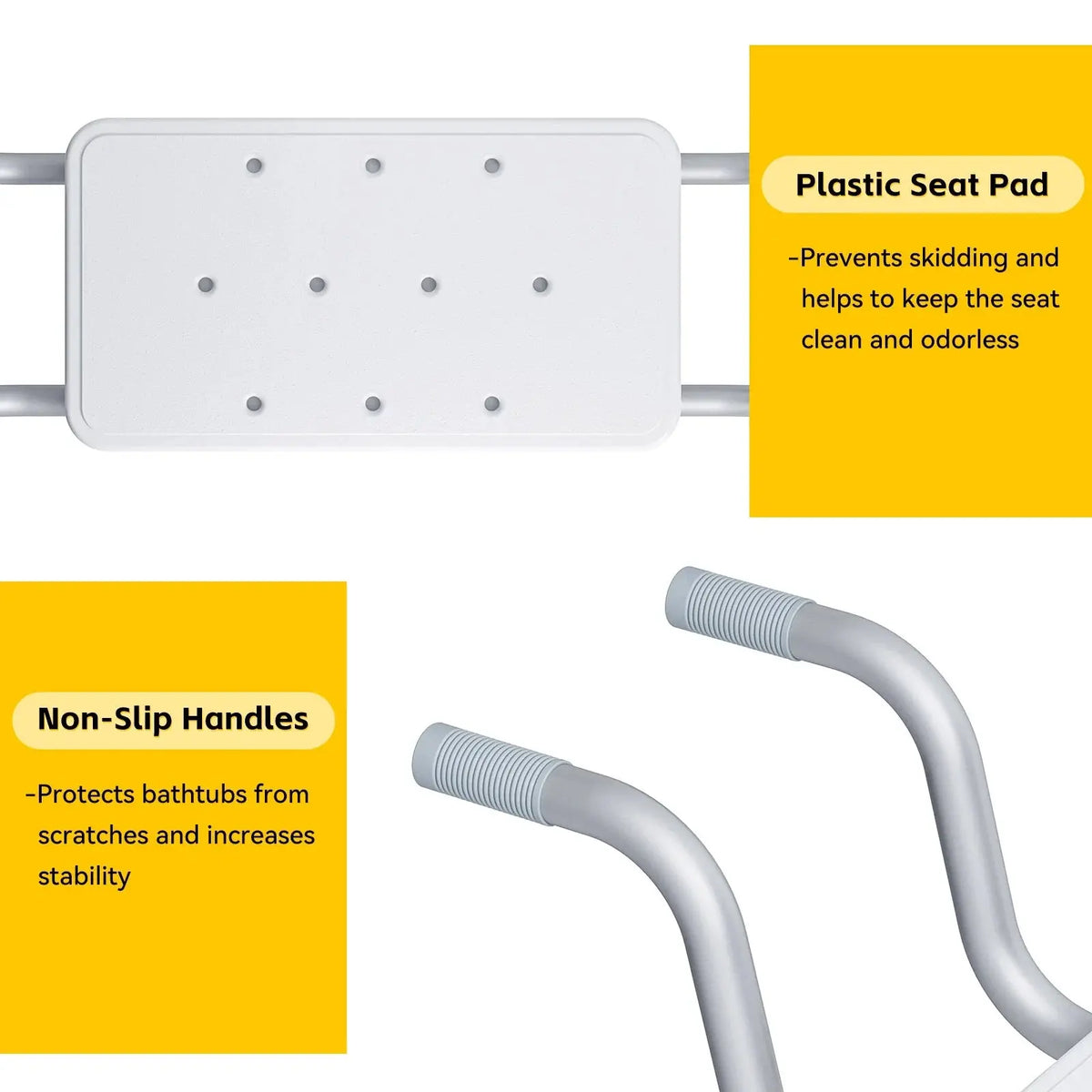 Bathtub Seat with Non-Slip Handles for Elderly – Safe & Comfortable Bath Chair HOROW
