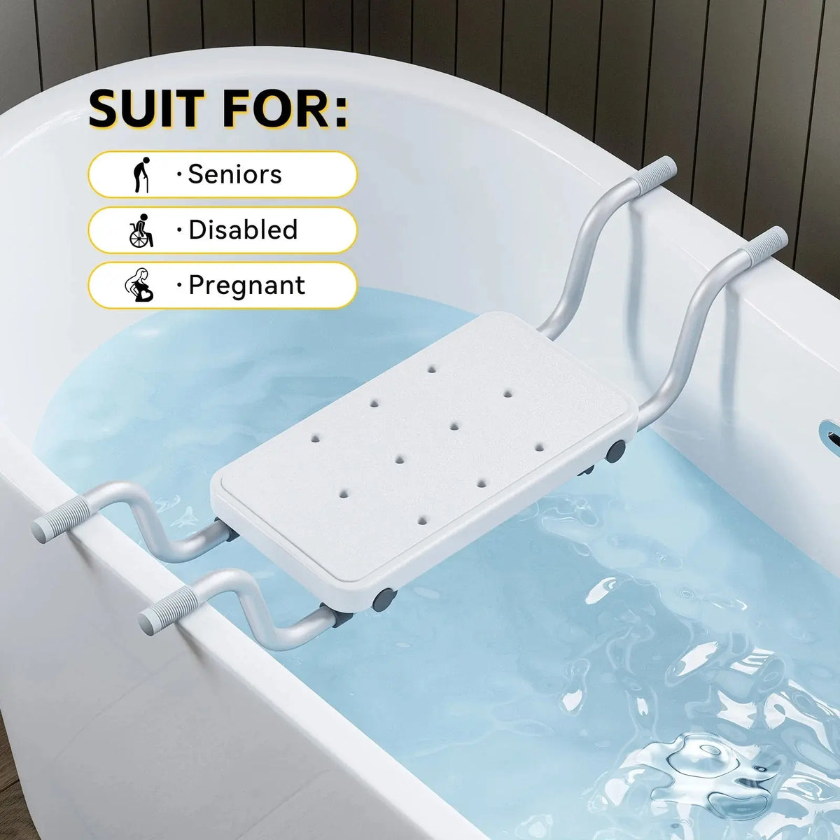 Bathtub Seat with Non-Slip Handles for Elderly – Safe & Comfortable Bath Chair HOROW