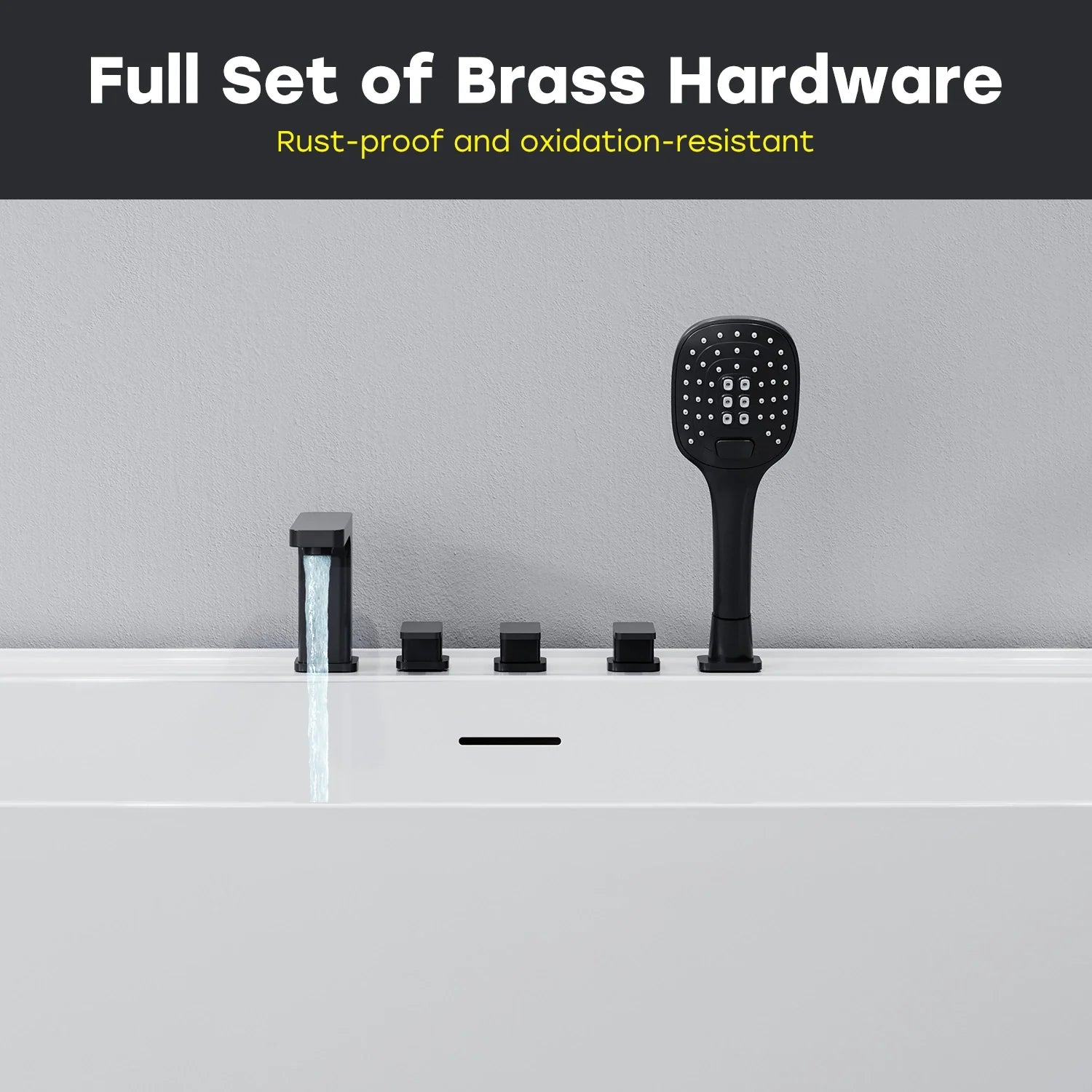 59 Inch Acrylic Back to Wall Tub with Faucet and Shower Head Model SU59-MB