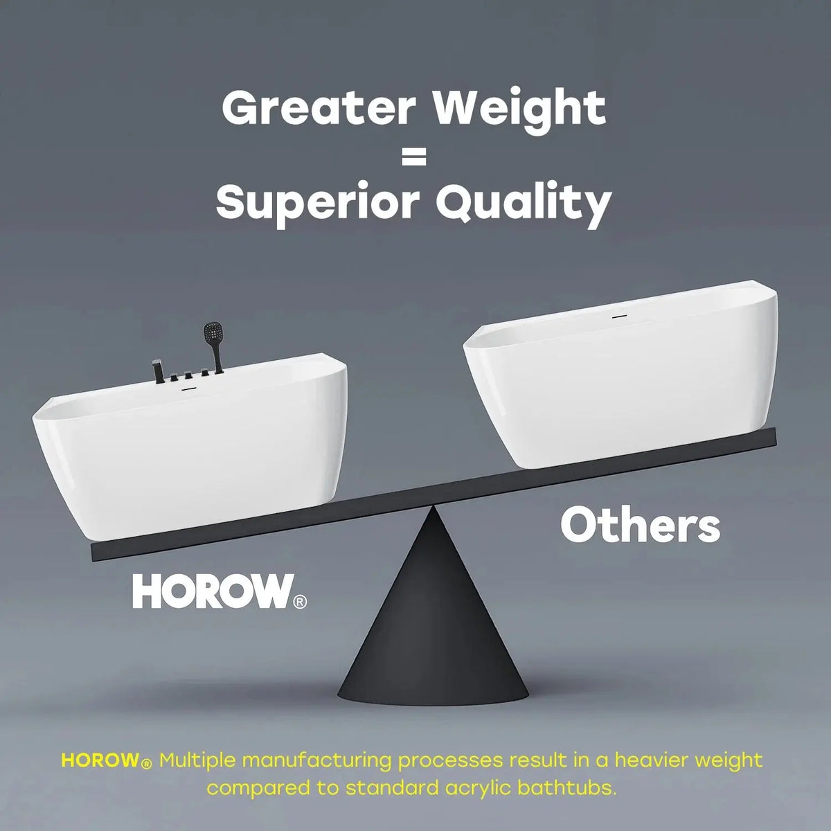 59 Inch Acrylic Back to Wall Tub with Faucet and Shower Head Model SU59-MB HOROW