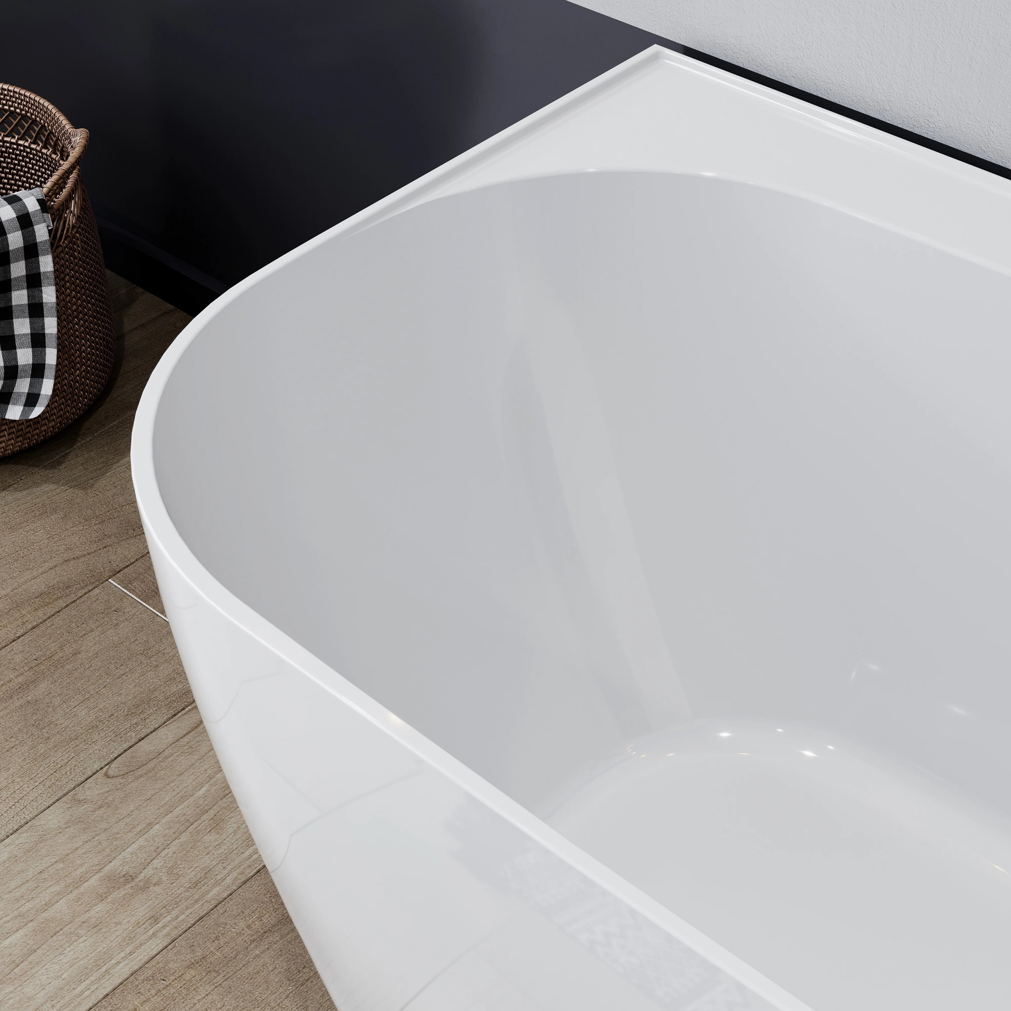 59 Inch Acrylic Back to Wall Tub with Faucet and Shower Head Model SU59-MB