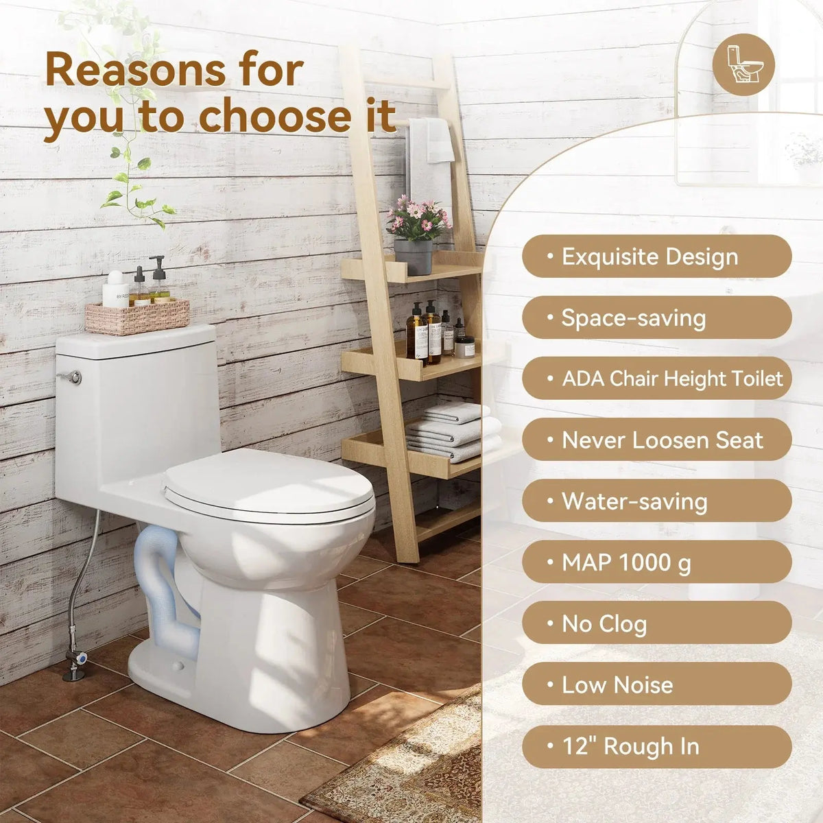 Single Flush Toilet with ADA Seat Height for 12 Inch Rough In Model T0352W HOROW