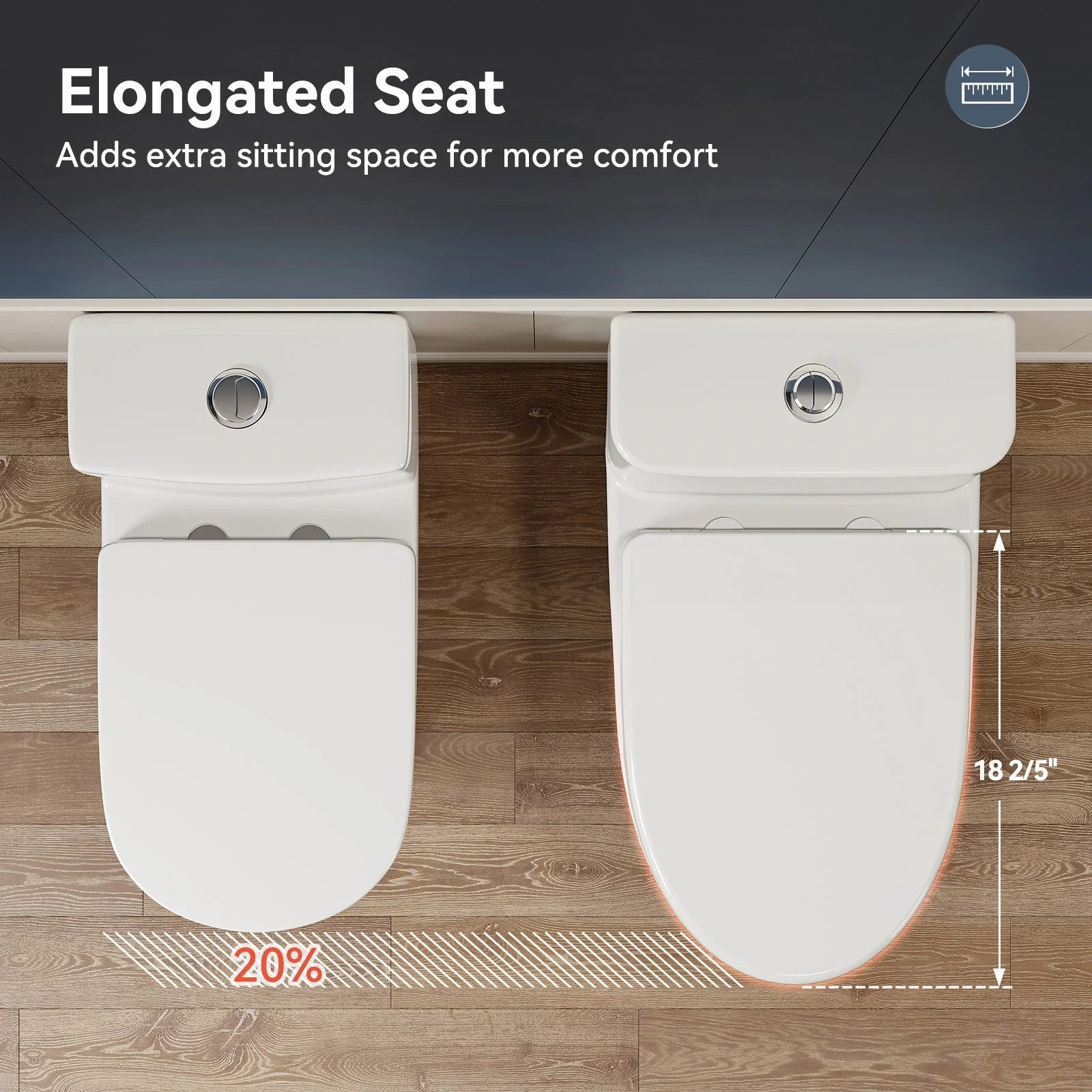 HOROW Dual Flush One Piece Toilet with Built in Child Seat and Rimless Bowl Model T0356W