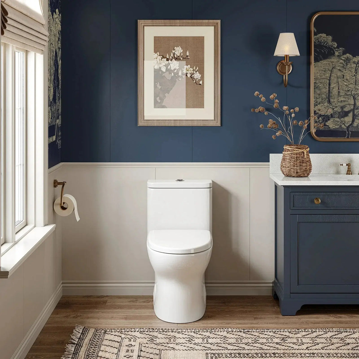 HOROW Dual Flush One Piece Toilet with Built in Child Seat and Rimless Bowl Model T0356W HOROW