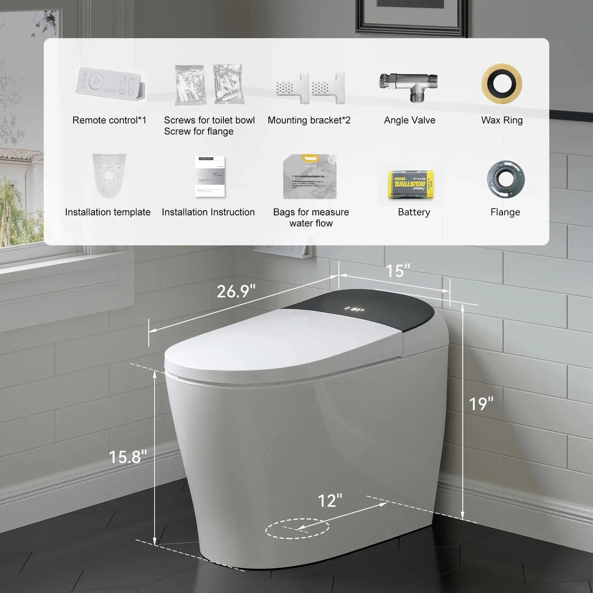 Wholesale HOROW T03B Black Smart Toilet with Single Flush