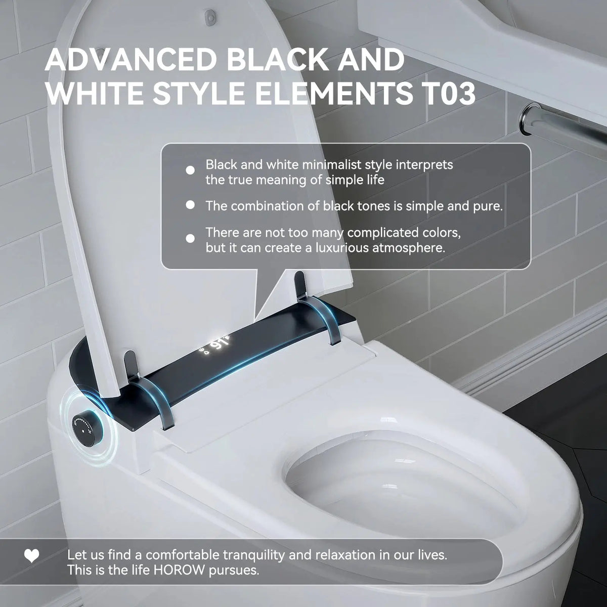 Wholesale HOROW T03B Black Smart Toilet with Single Flush