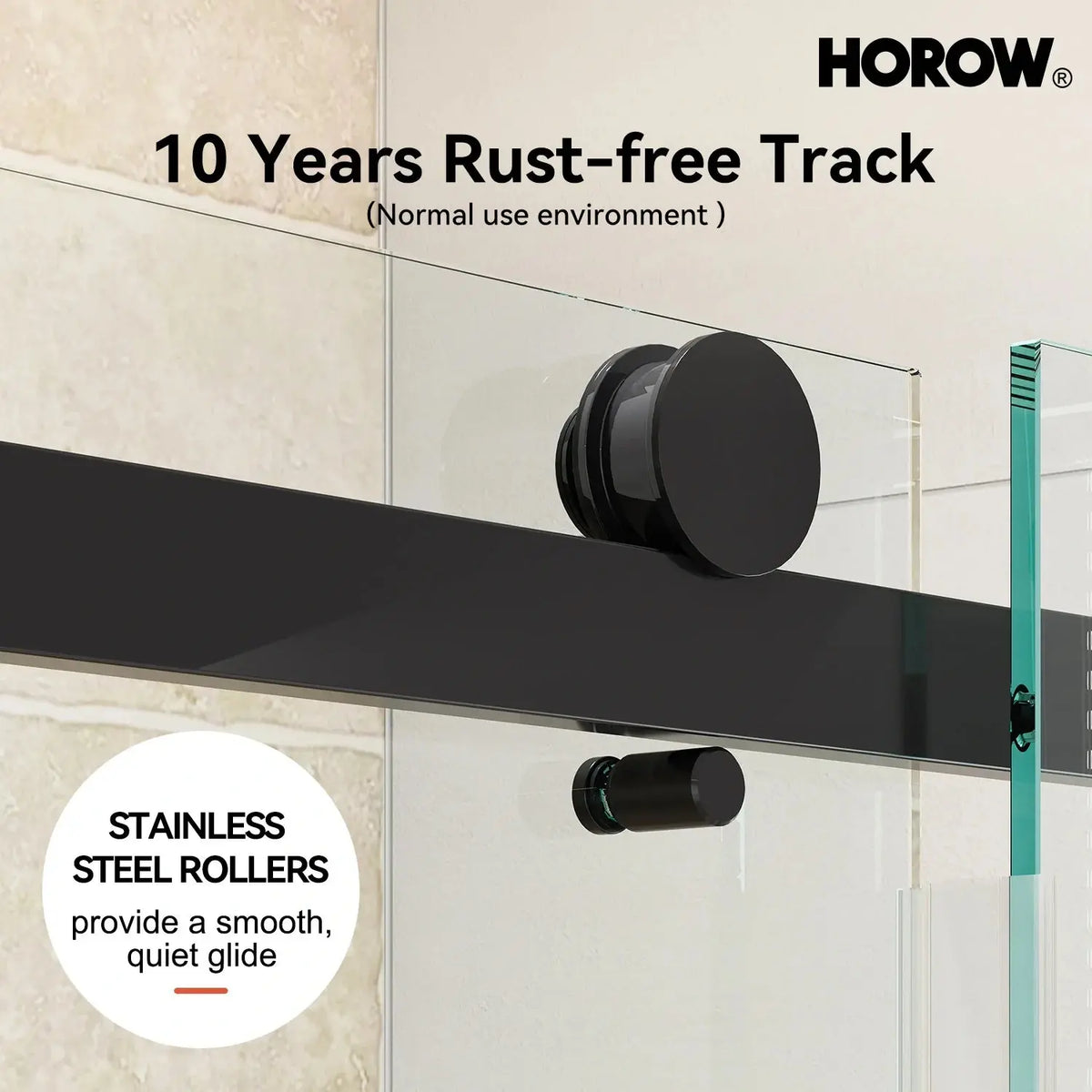 Frameless Sliding Shower Enclosure with Fixed Single Panel HOROW