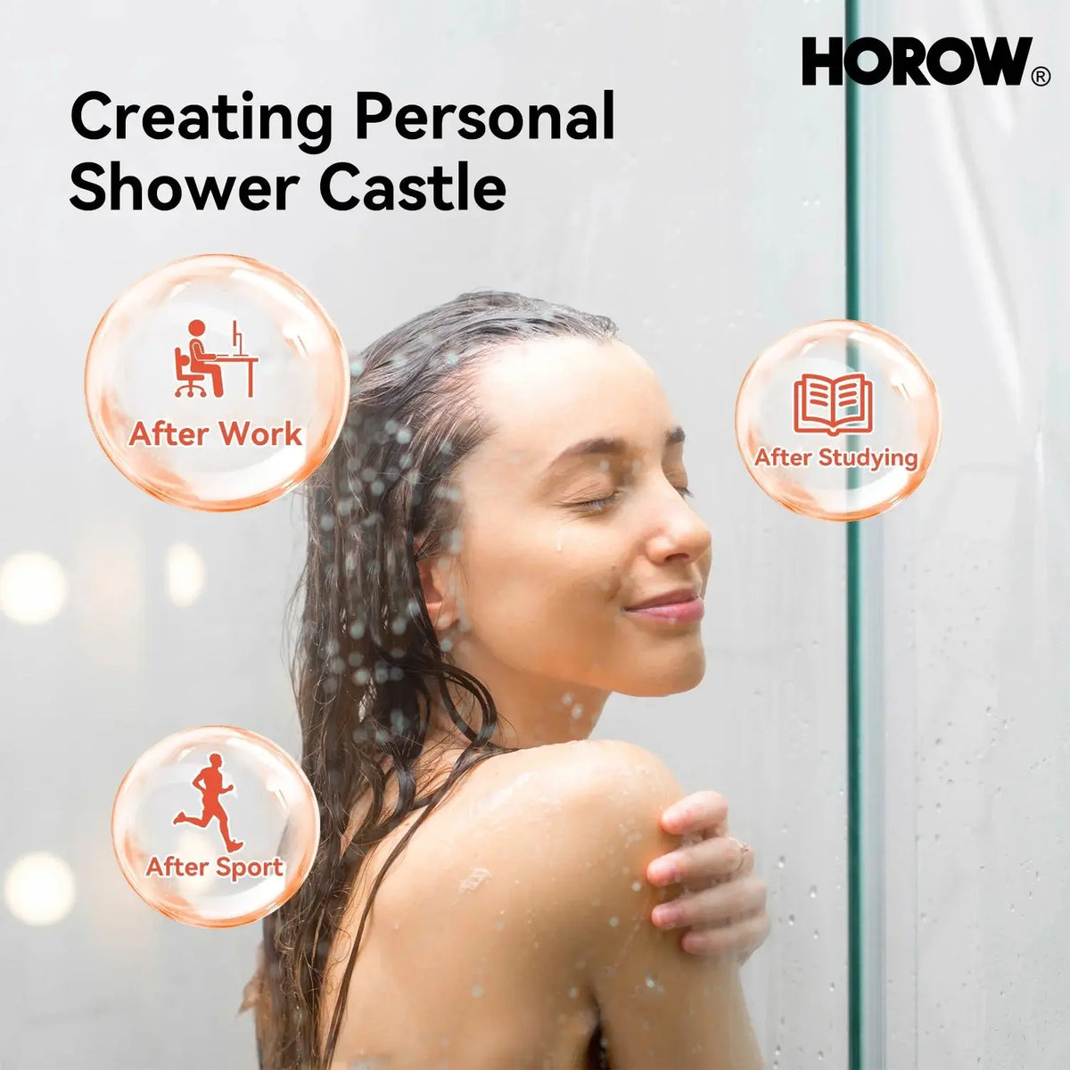 Frameless Sliding Shower Enclosure with Fixed Single Panel HOROW