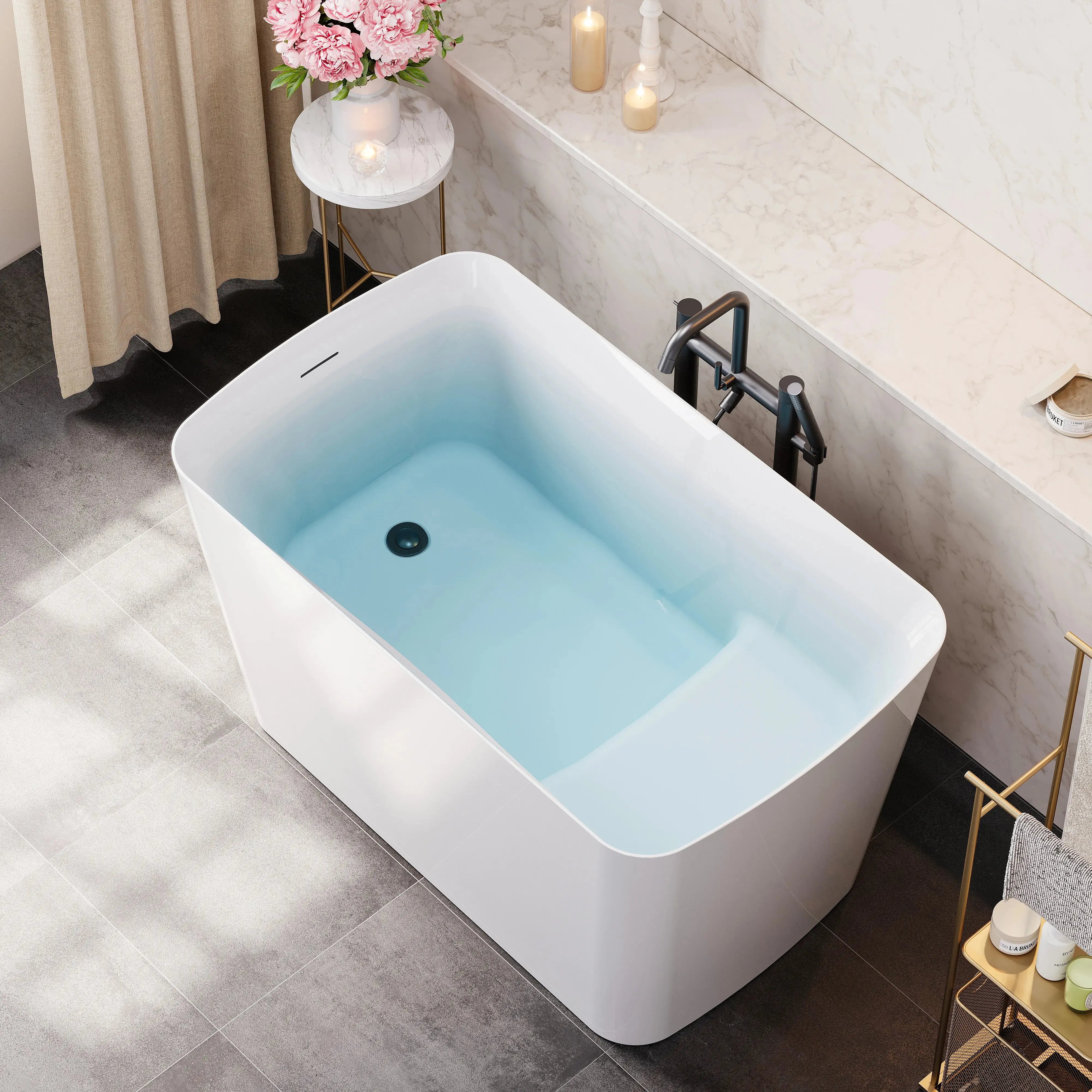 HOROW TU47-MBN-A 47" Acrylic Freestanding Soaking Bathtub