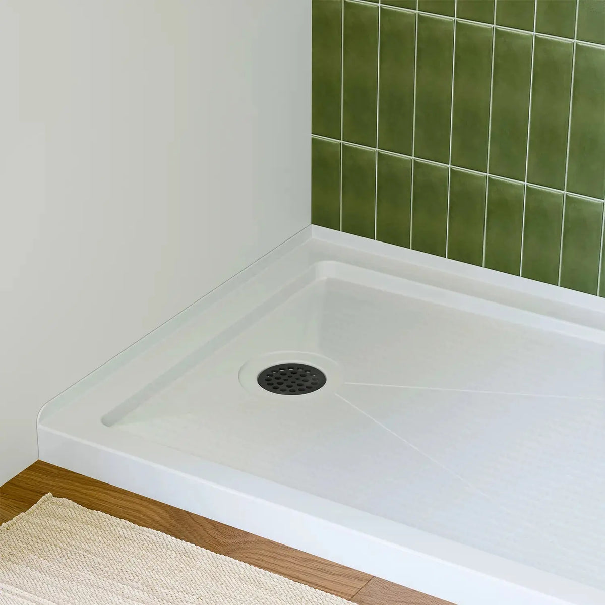 Acrylic Shower Pan with Slip Resistant Floor and Left Drain Model BS4832-MB-L HOROW