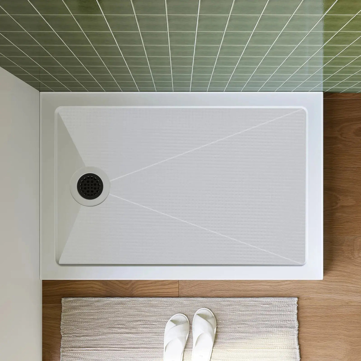 Acrylic Shower Pan with Slip Resistant Floor and Left Drain Model BS4832-MB-L HOROW