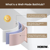 HOROW TU47-MBN-A 47" Acrylic Freestanding Soaking Bathtub