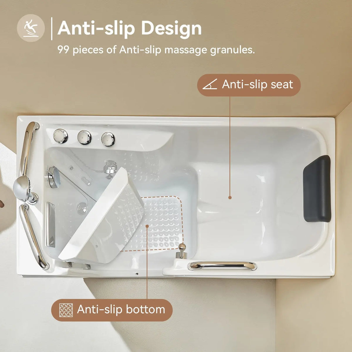 Walk in Tub with Shower and ADA Compliant for Senior Model WT52-L HOROW