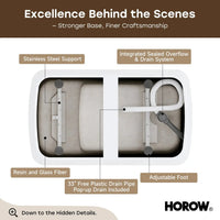 HOROW TU47-MBN-A 47" Acrylic Freestanding Soaking Bathtub