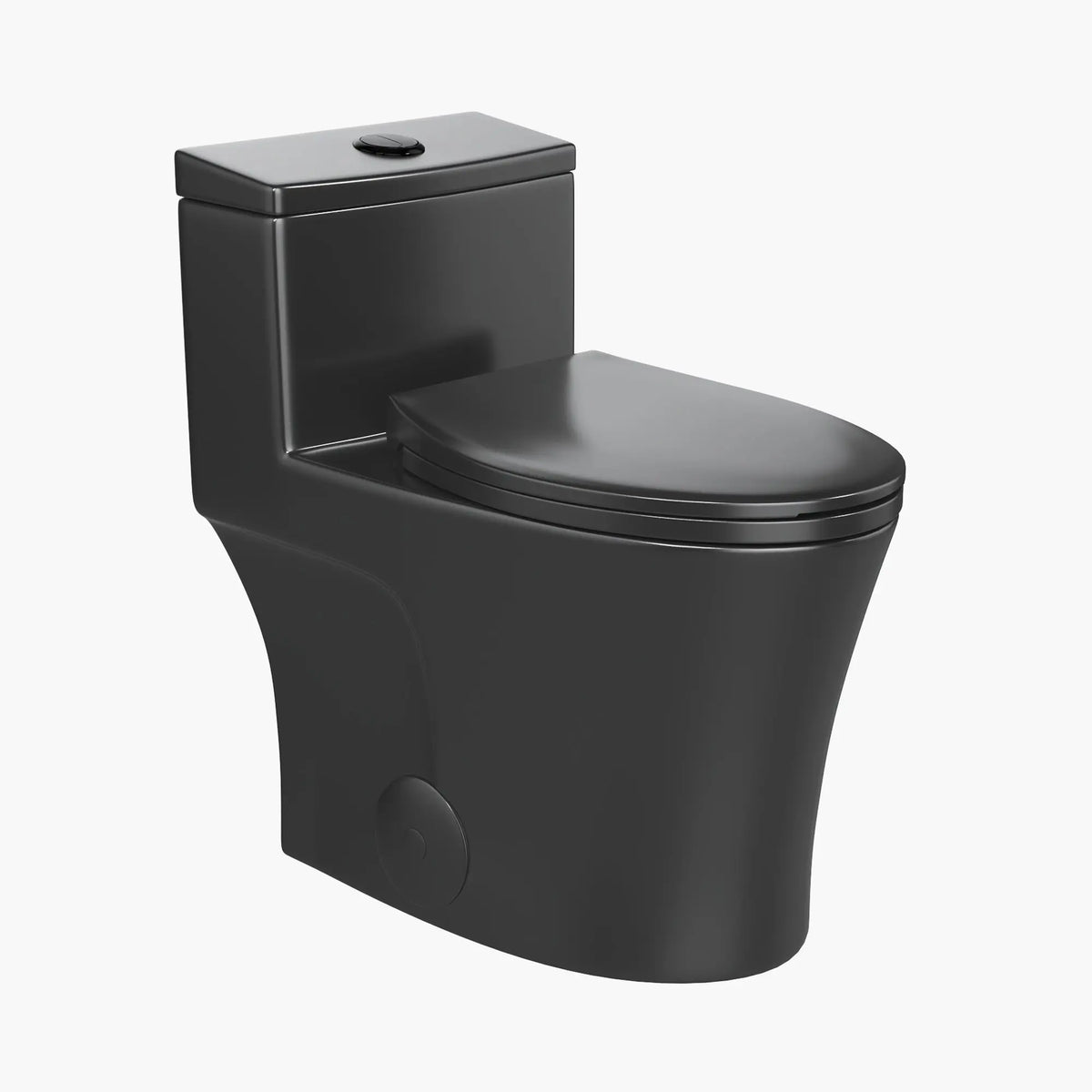 HOROW Black Ceramic Toilet 1.28 GPF Dual Flash Elongated One Piece Toilet Model T0338B HOROW