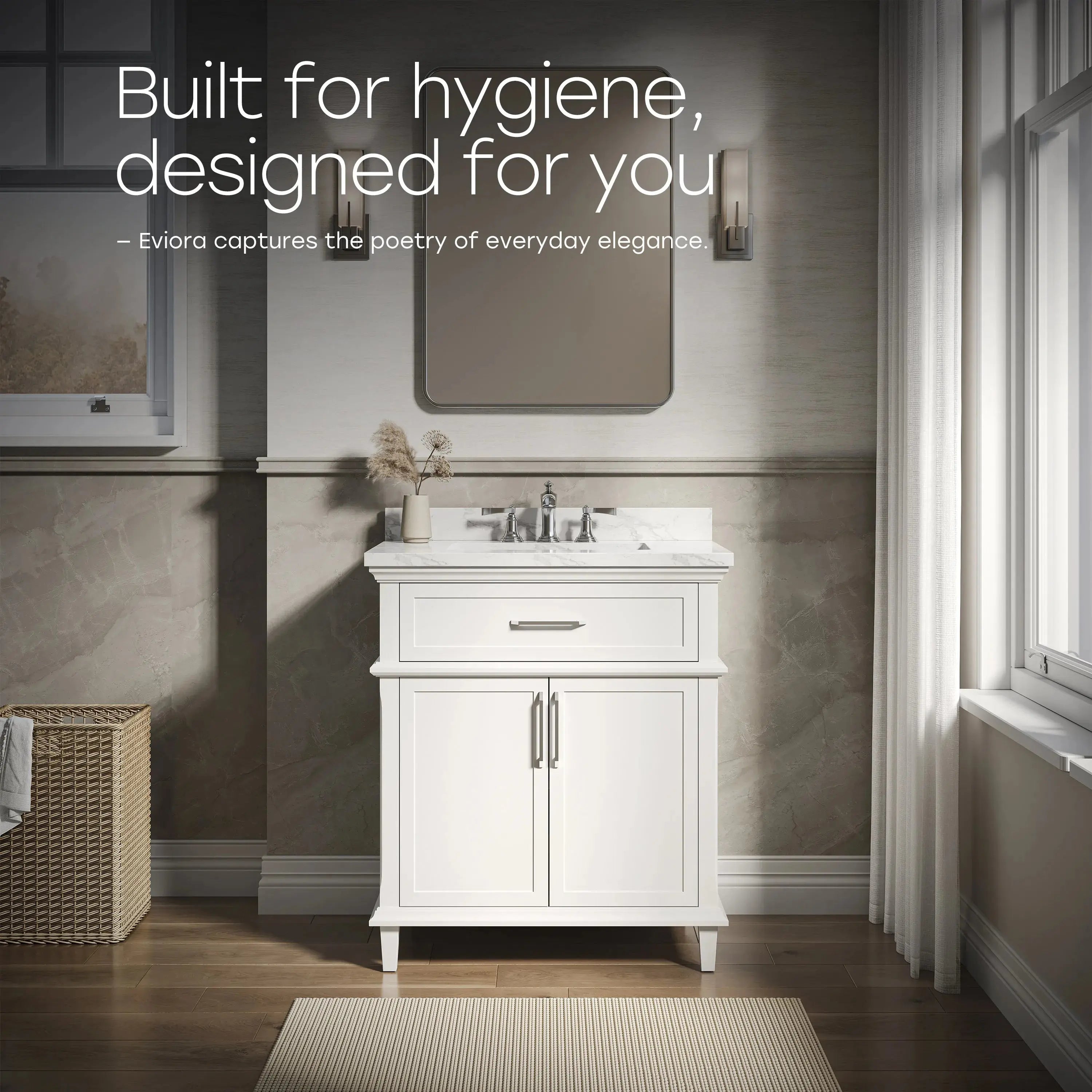 HOROW HR-VNB30  30" Bathroom Vanity Set with Tilt-Down Drawer & Marble Top