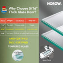 Brushed Nickel Shower Door with Sliding Frameless Model TE6076-BN