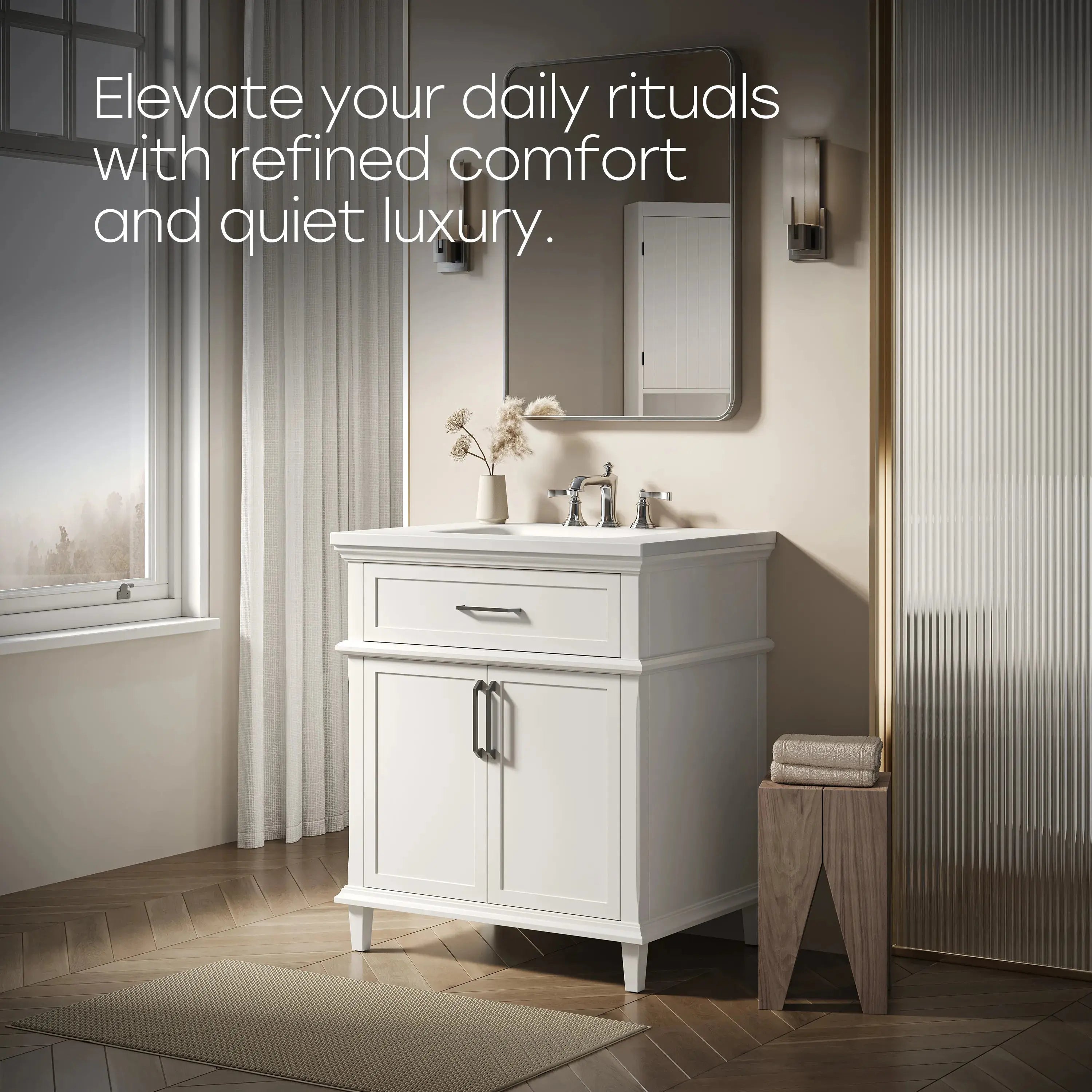 HOROW HR-VNA30 30" Bathroom Vanity Set with Matte Black Hardware