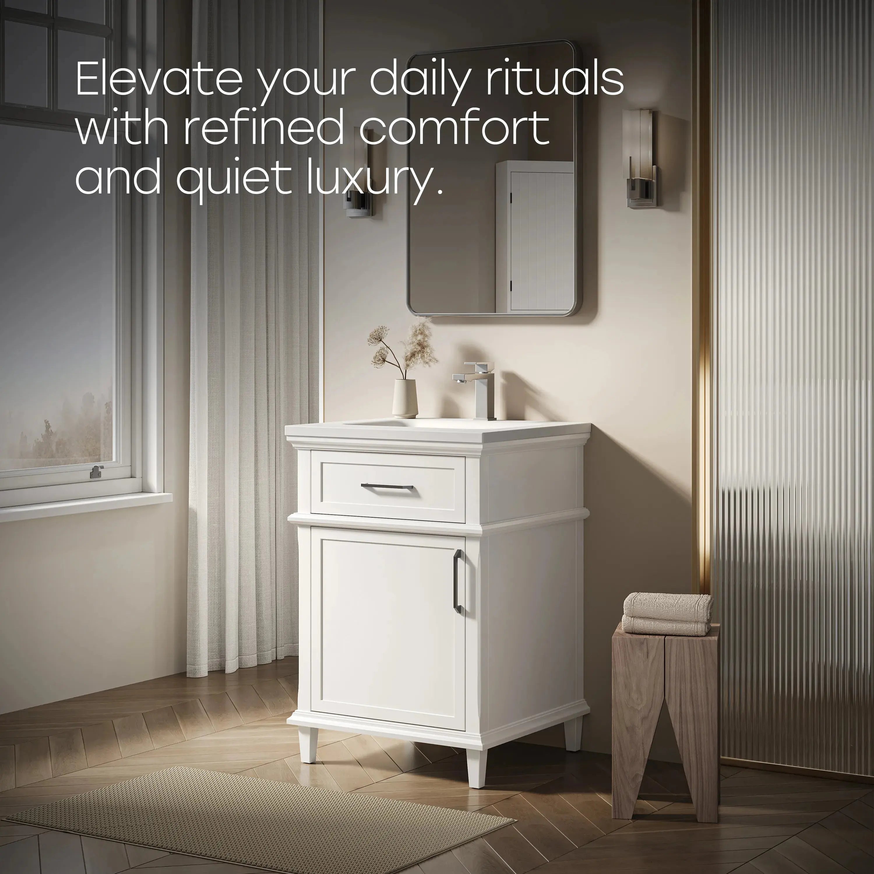 HOROW HR-VNA24 24" Bathroom Vanity Set with Everstone Vanity Top