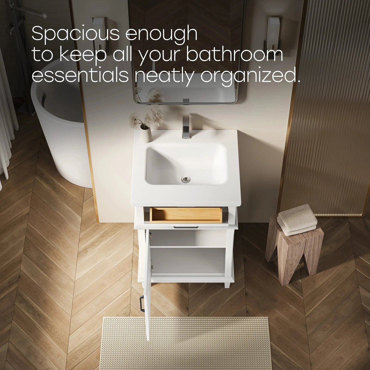 HOROW HR-VNA24 24" Bathroom Vanity Set with Everstone Vanity Top