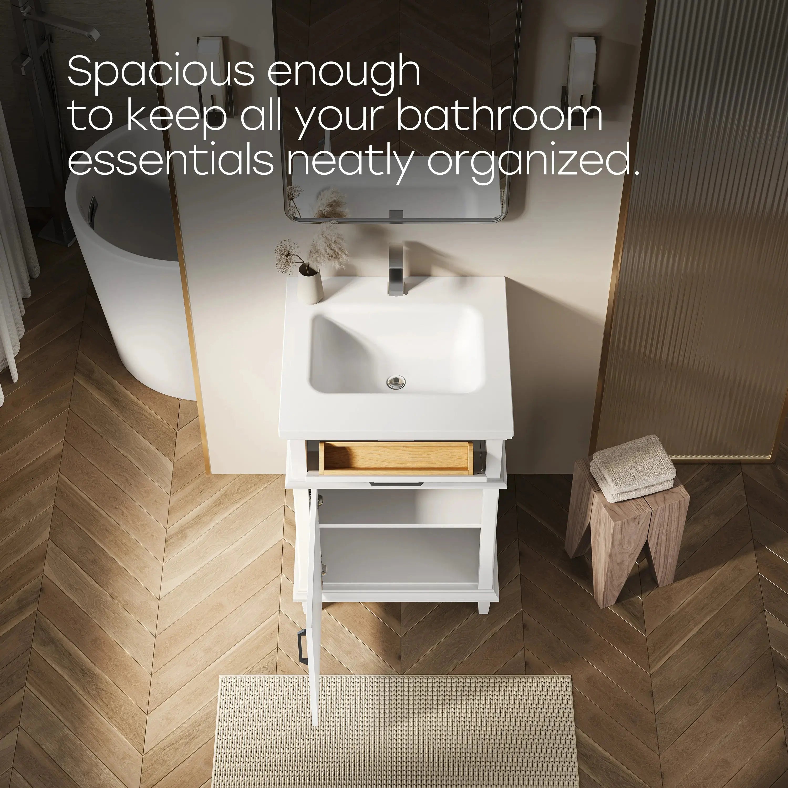 HOROW HR-VNA24 24" Bathroom Vanity Set with Everstone Vanity Top