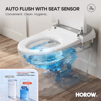 HORWOW T03 Tankless Elongated Smart Toilet Bidet in White with Auto Flush, Heated Seat, Warm Air Dryer, Bubble Infusion Wash