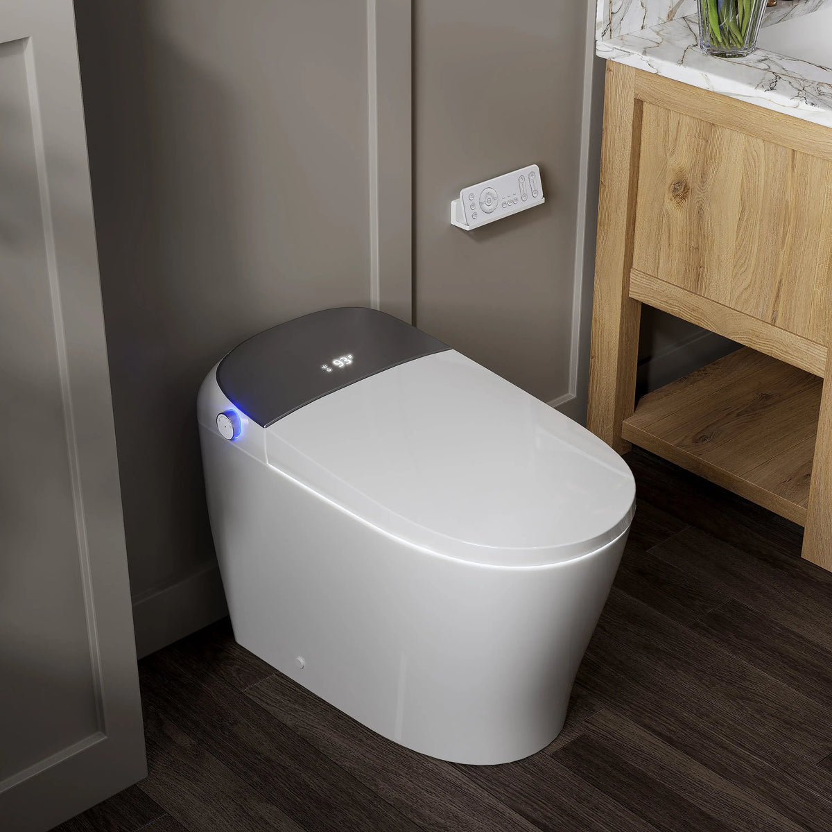 HORWOW T03 Tankless Elongated Smart Toilet Bidet in White with Auto Flush, Heated Seat, Warm Air Dryer, Bubble Infusion Wash