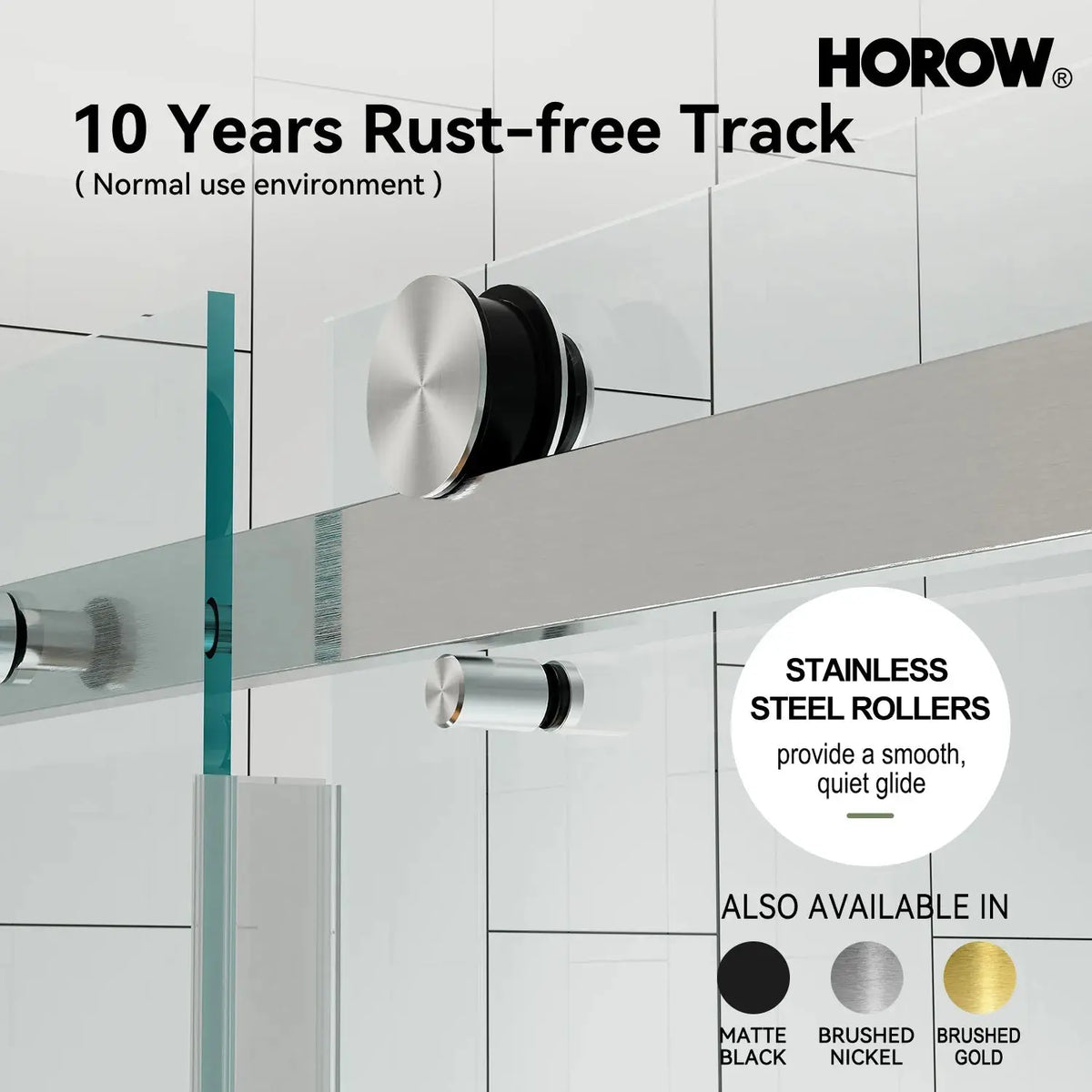 Brushed Nickel Shower Door with Sliding Frameless Model TE6076-BN