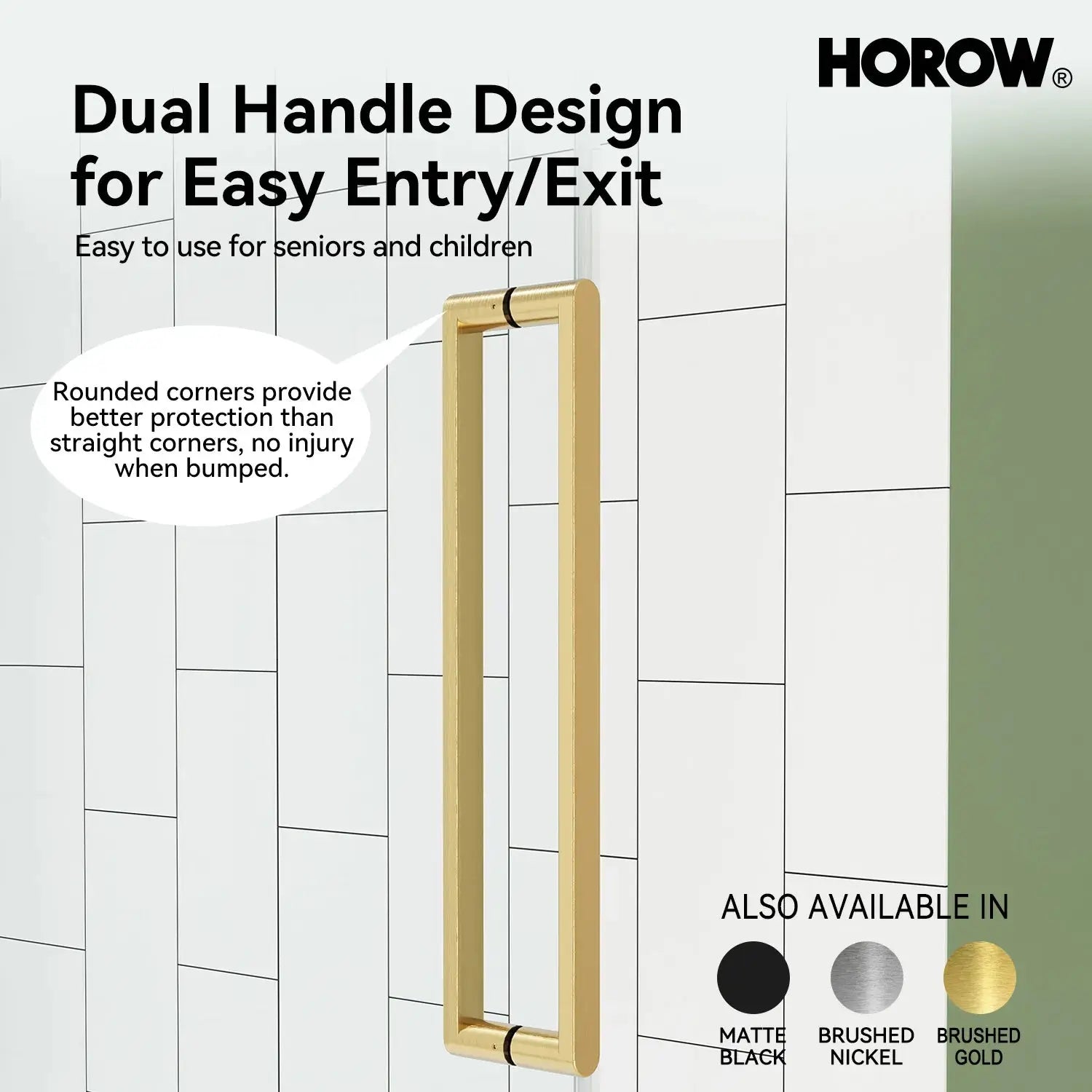 Brushed Gold Shower Door with Sliding Frameless and Glass Model TE6076-SG