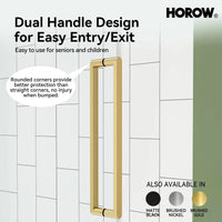Brushed Gold Shower Door with Sliding Frameless and Glass Model TE6076-SG