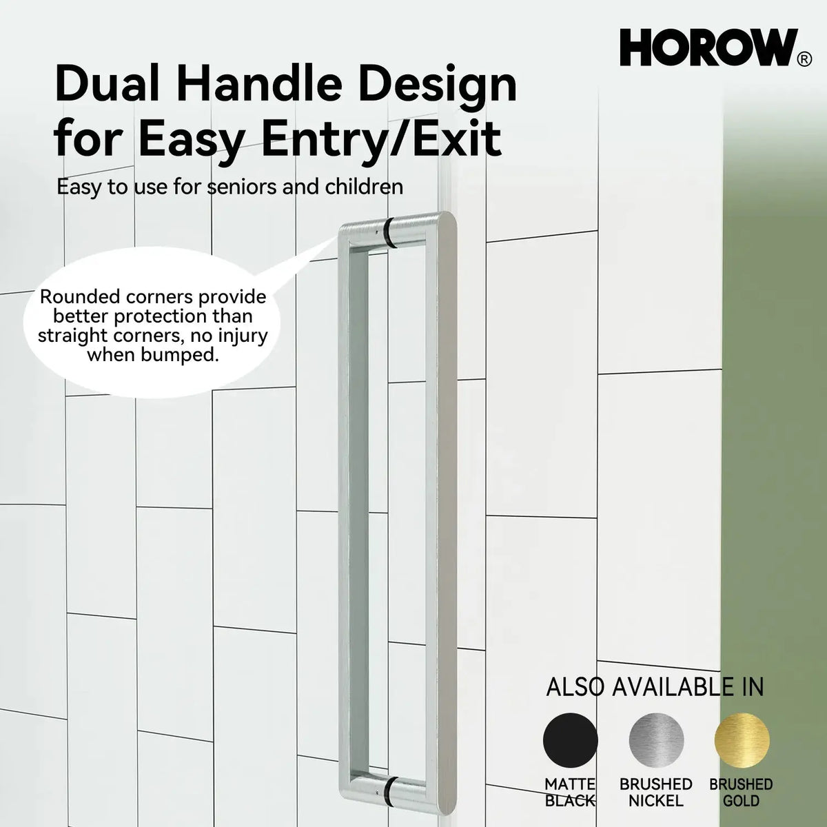 Brushed Nickel Shower Door with Sliding Frameless Model TE6076-BN