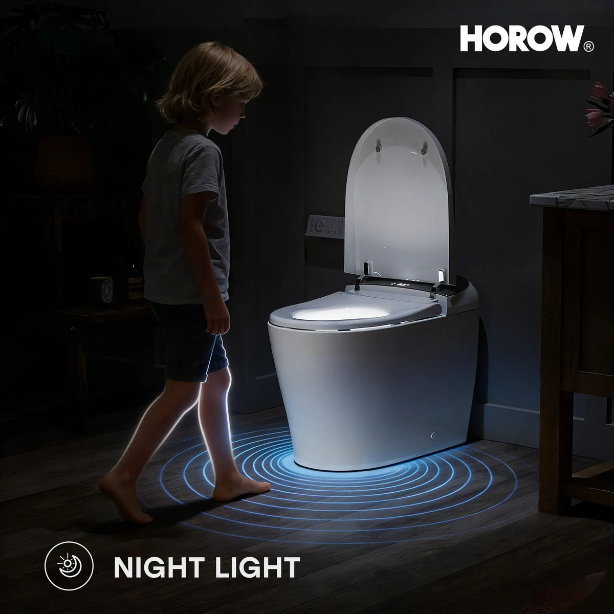 HORWOW T03 Tankless Elongated Smart Toilet Bidet in White with Auto Flush, Heated Seat, Warm Air Dryer, Bubble Infusion Wash