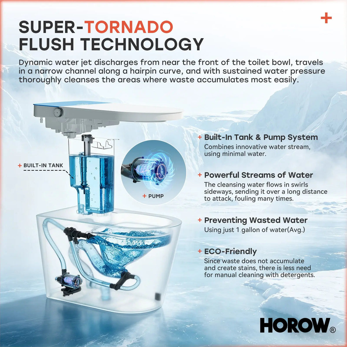 HOROW T04B ADA Smart Toilet with Foam Shield & UV Sterilization