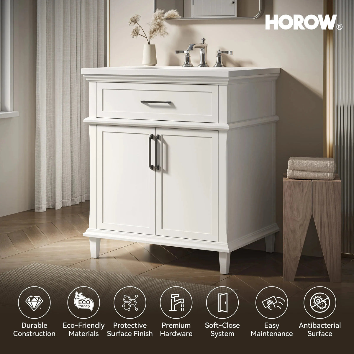 HOROW HR-VNA30 30" Bathroom Vanity Set with Matte Black Hardware