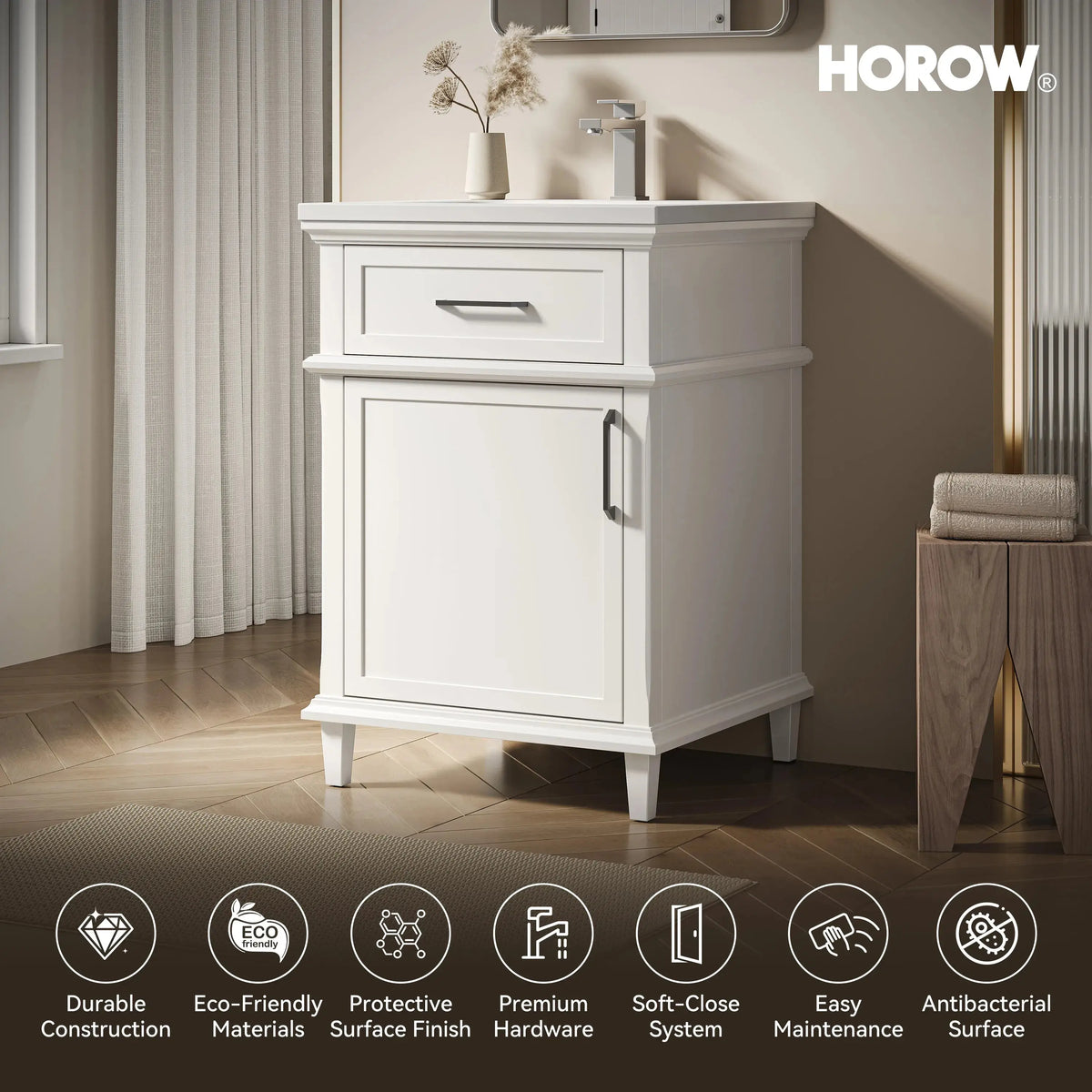 HOROW HR-VNA24 24" Bathroom Vanity Set with Everstone Vanity Top