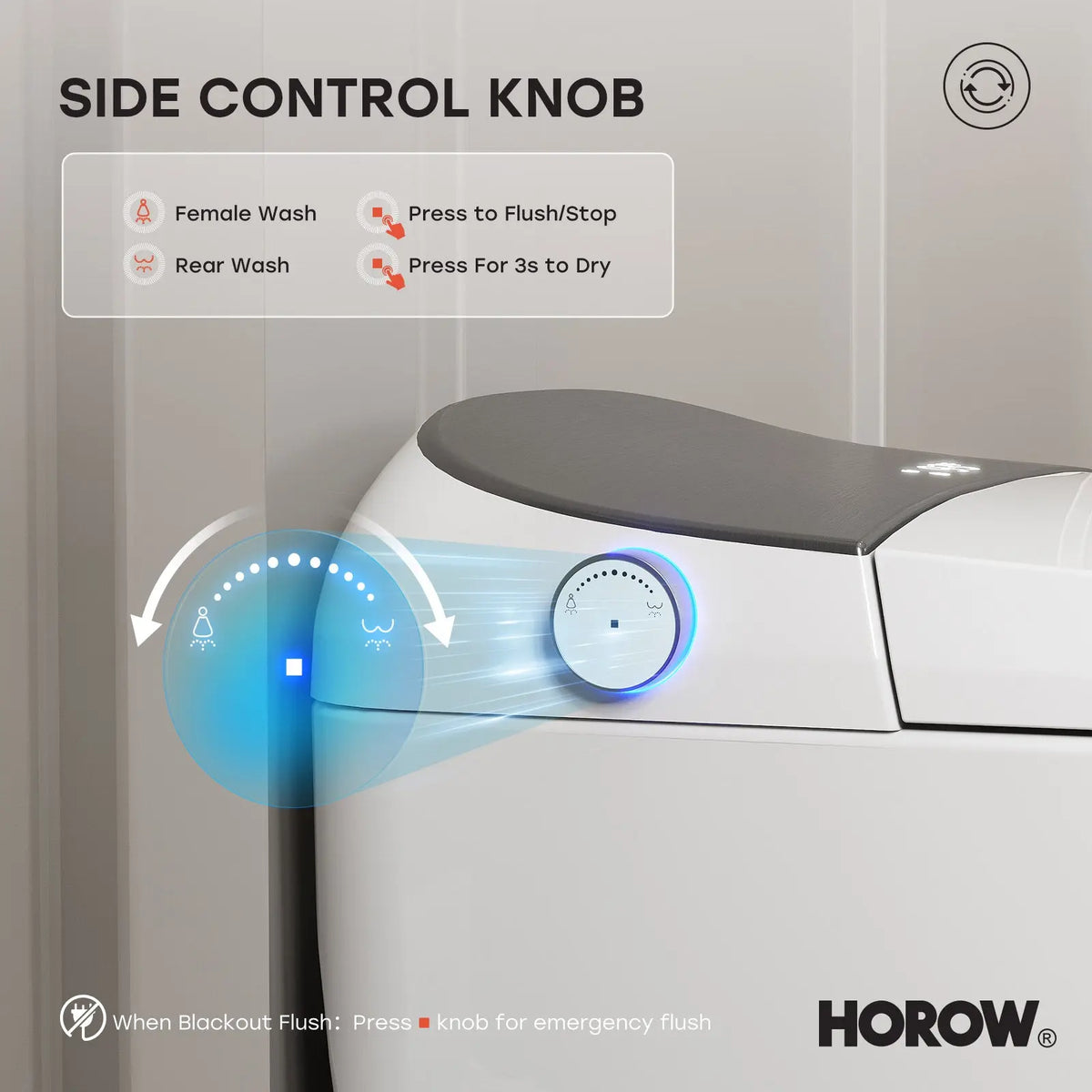 HORWOW T03 Tankless Elongated Smart Toilet Bidet in White with Auto Flush, Heated Seat, Warm Air Dryer, Bubble Infusion Wash