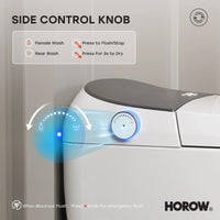 HORWOW T03 Tankless Elongated Smart Toilet Bidet in White with Auto Flush, Heated Seat, Warm Air Dryer, Bubble Infusion Wash