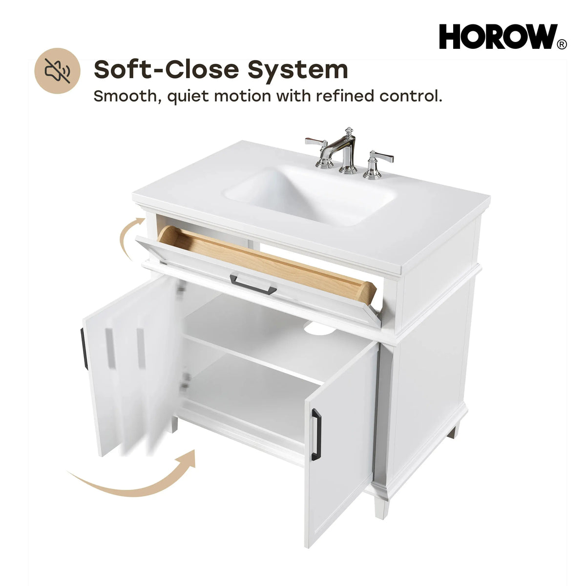 HOROW HR-VNA36 36" Bathroom Vanity Set with Matte Black Hardware