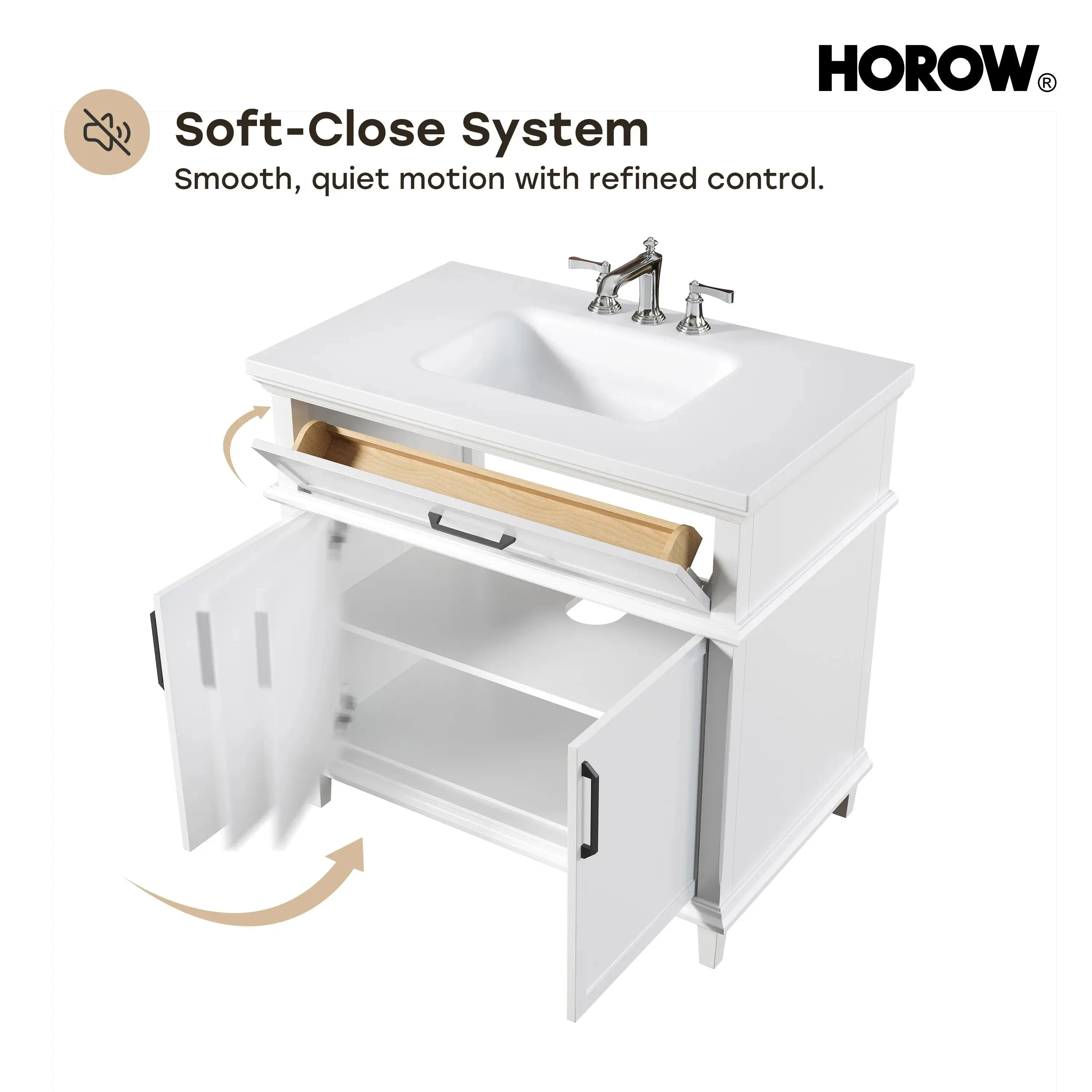 HOROW HR-VNA36 36" Bathroom Vanity Set with Matte Black Hardware