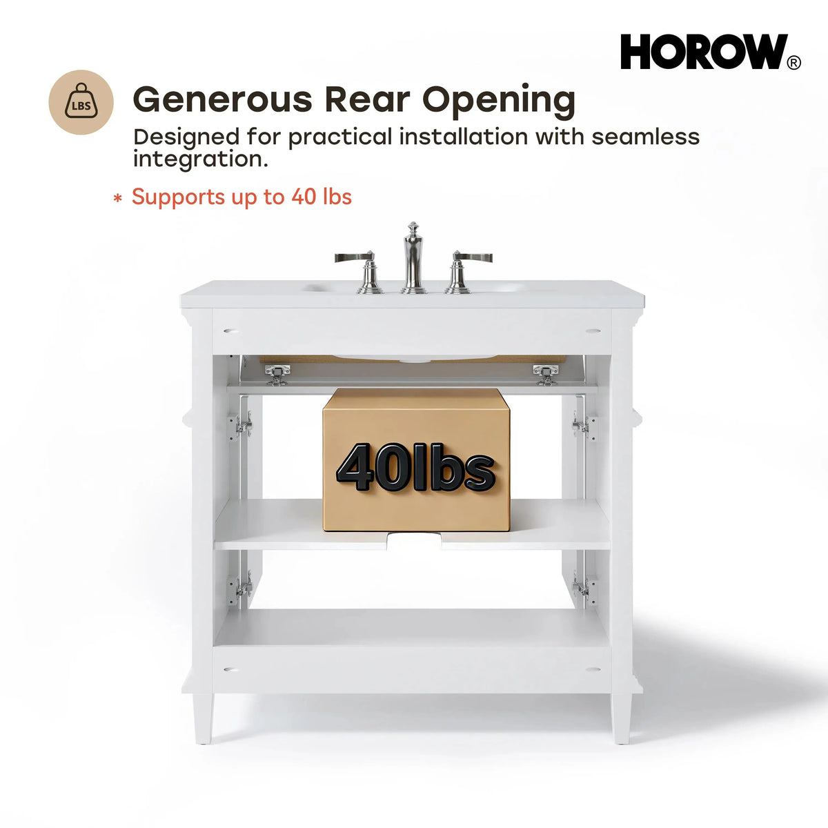 HOROW HR-VNA36 36" Bathroom Vanity Set with Matte Black Hardware