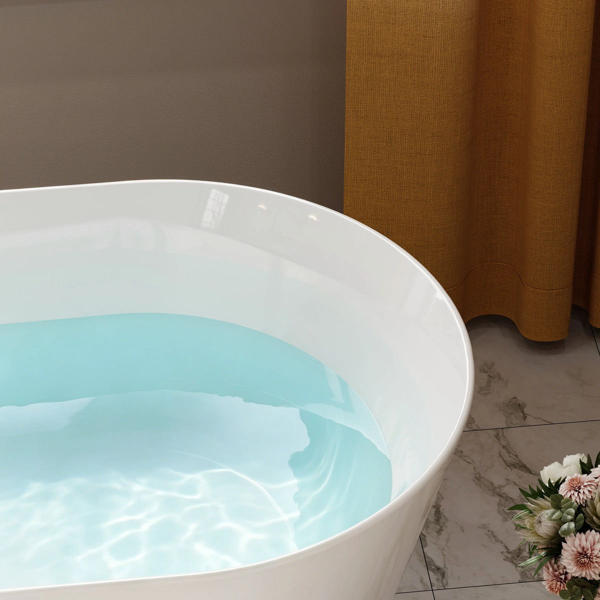 HOROW 59 Inch Deep soaking Tub Acrylic Freestanding Tub Model TU59-N-A