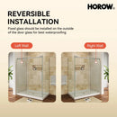 HOROW TE6076-SE-BN Brushed Nickel Frameless Corner Sliding Shower Enclosure Set
