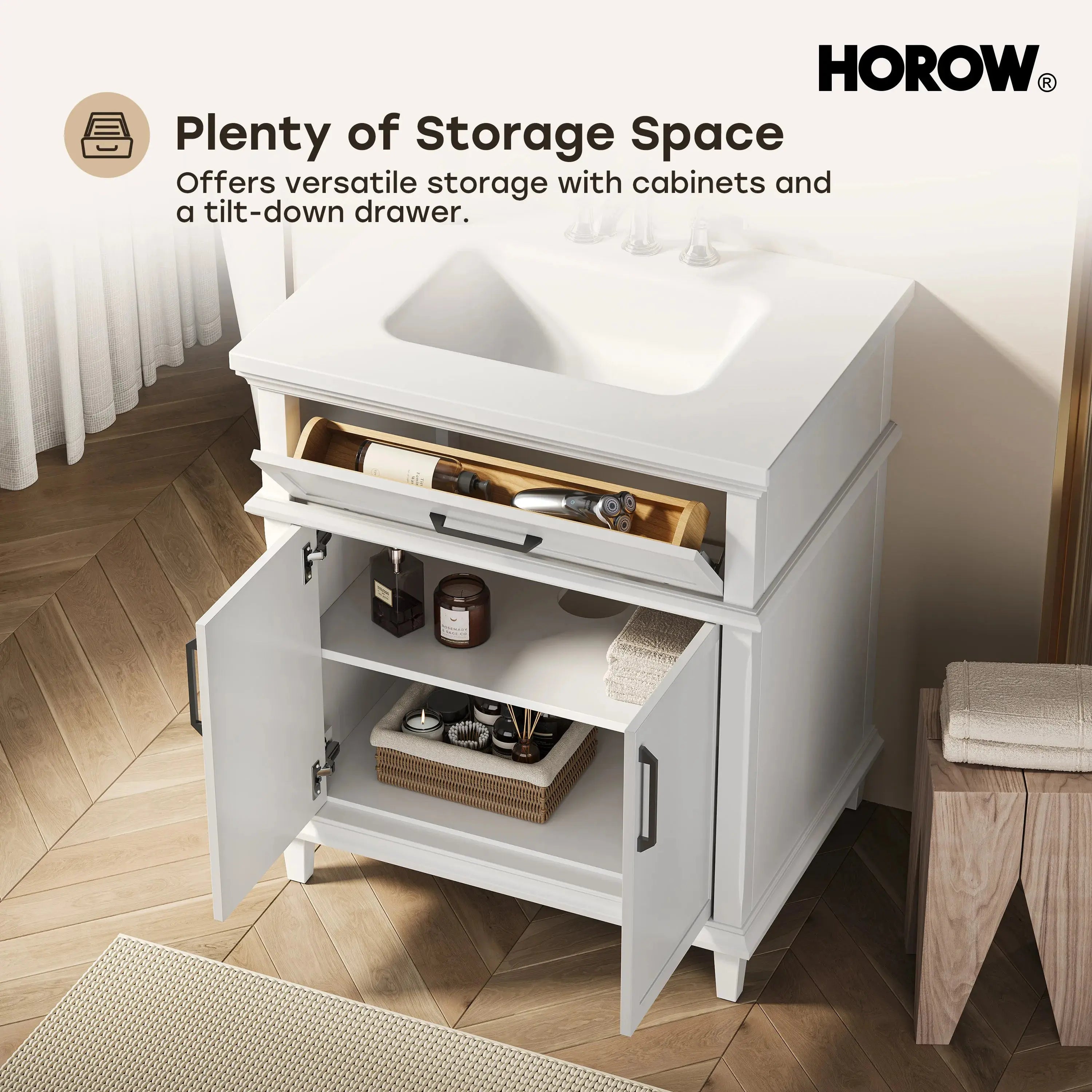 HOROW HR-VNA30 30" Bathroom Vanity Set with Matte Black Hardware