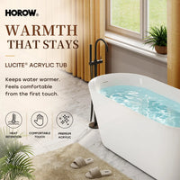 HOROW 59 Inch Deep soaking Tub Acrylic Freestanding Tub Model TU59-N-A