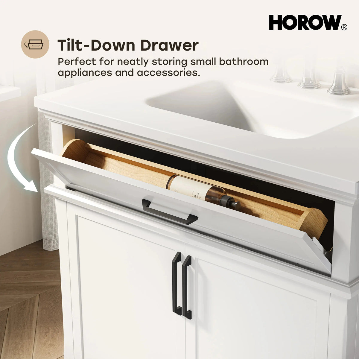 HOROW HR-VNA36 36" Bathroom Vanity Set with Matte Black Hardware