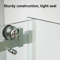HOROW TE6076-SE-BN Brushed Nickel Frameless Corner Sliding Shower Enclosure Set
