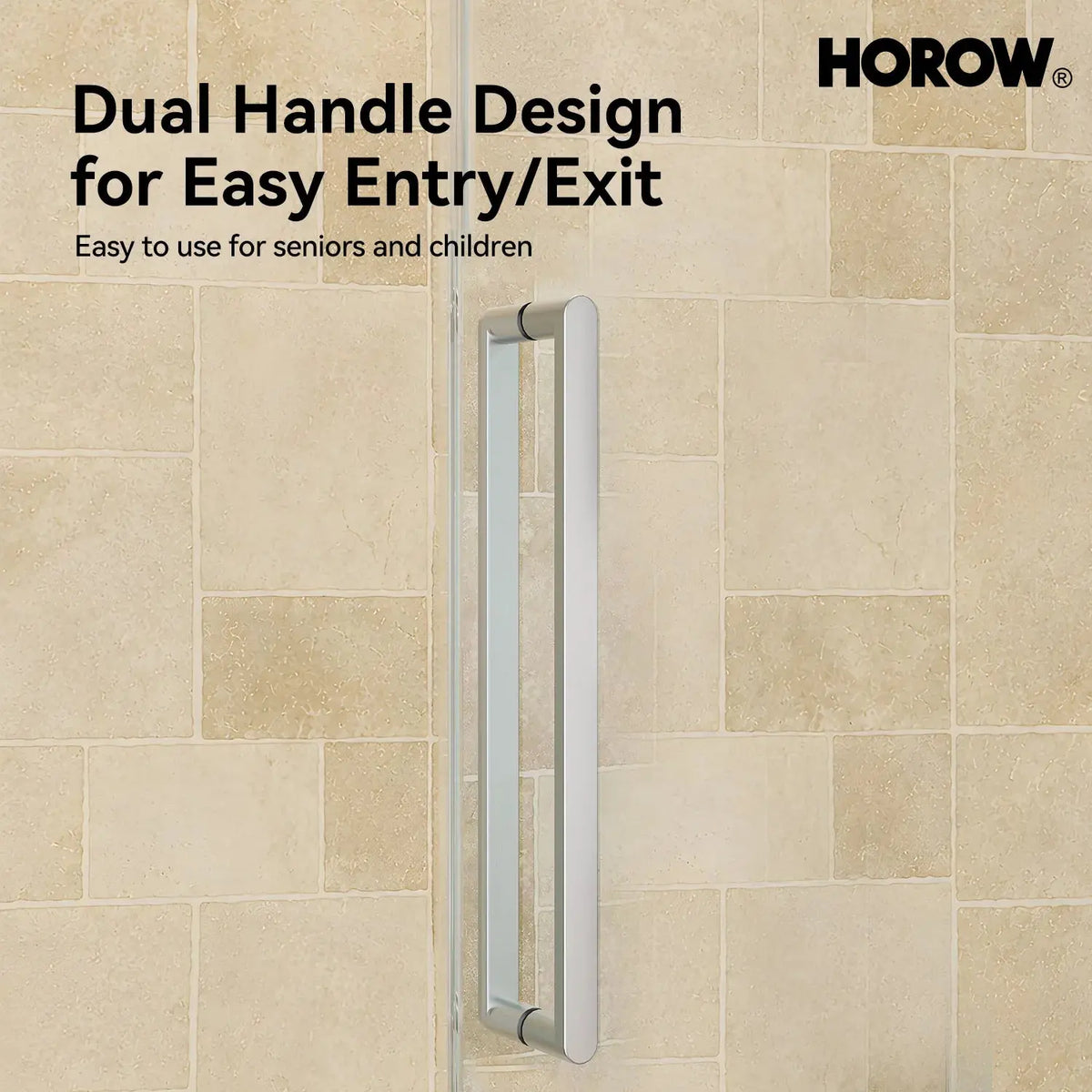 HOROW TE6076-SE-BN Brushed Nickel Frameless Corner Sliding Shower Enclosure Set