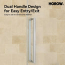 HOROW TE6076-SE-BN Brushed Nickel Frameless Corner Sliding Shower Enclosure Set